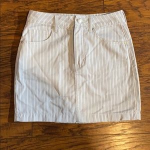 Blue and white striped skirt